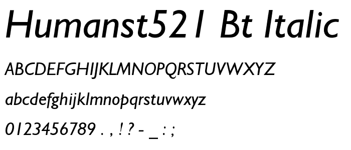 Humanst521 BT Italic font