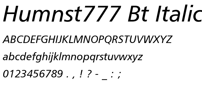 Humnst777 BT Italic font