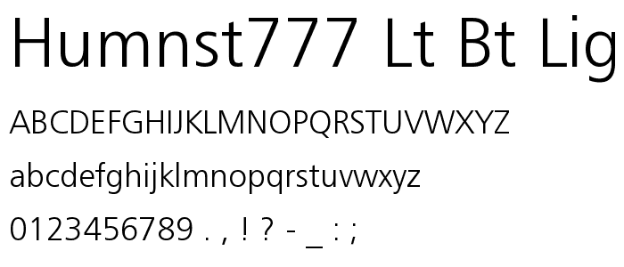 Humnst777 Lt BT Light font