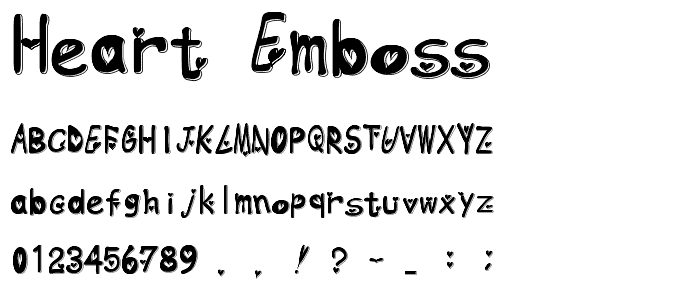 heart emboss font