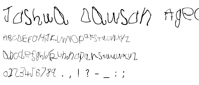 Joshua Dawson aged 4 font