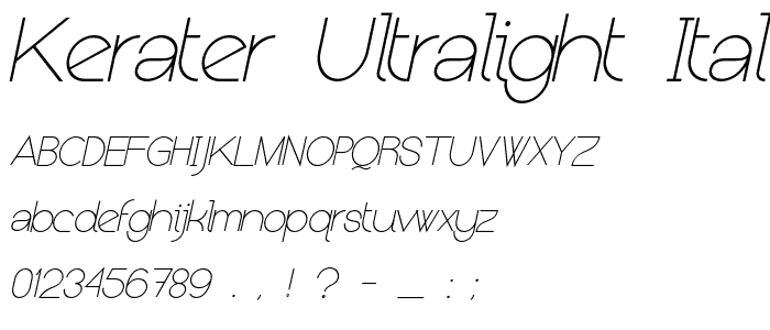 Kerater UltraLight Italic police