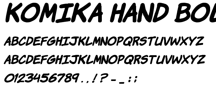 Komika Hand Bold Italic font