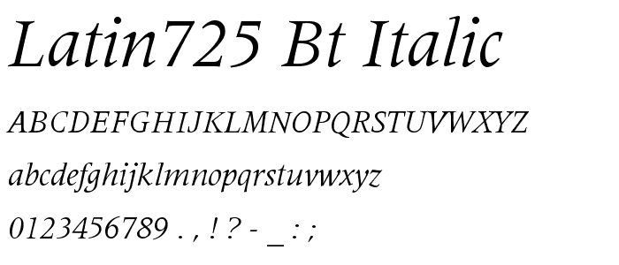 Latin725 BT Italic font