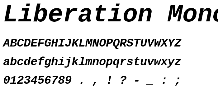 Liberation Mono Bold Italic font