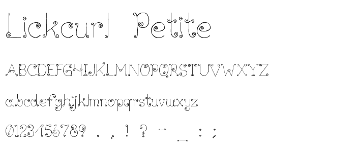 Lickcurl Petite font