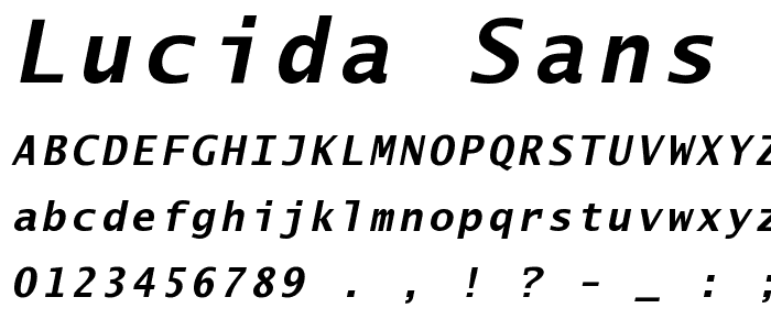 Lucida Sans Typewriter Bold Oblique font