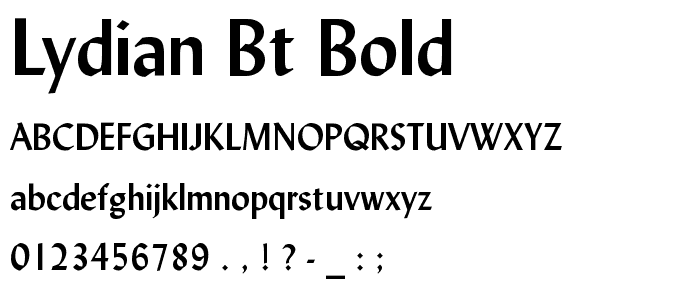 Lydian BT Bold font