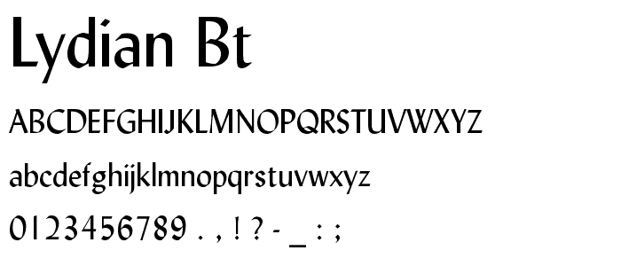 Lydian BT font