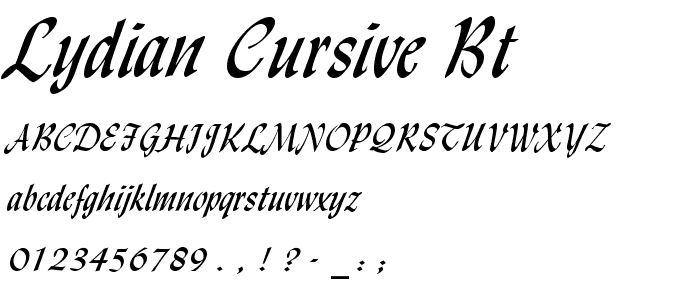 Lydian Cursive BT font