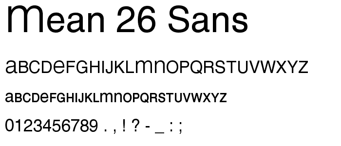 MEAN 26 Sans police