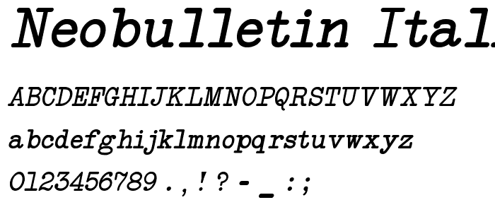 NeoBulletin Italic font