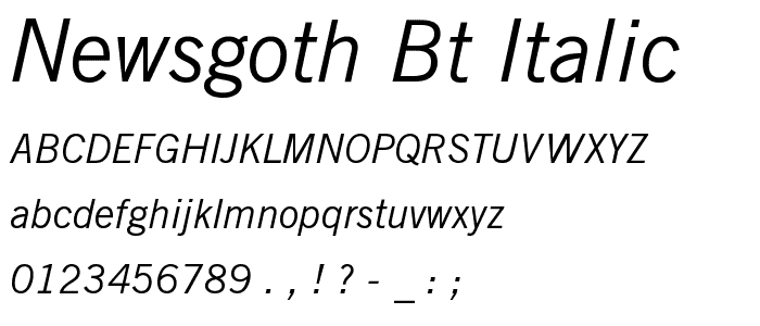 NewsGoth BT Italic font