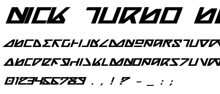 Nick Turbo Bold Expanded Italic police