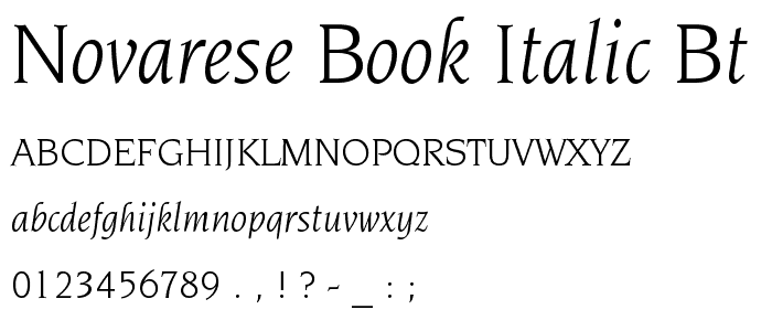 Novarese Book Italic BT font