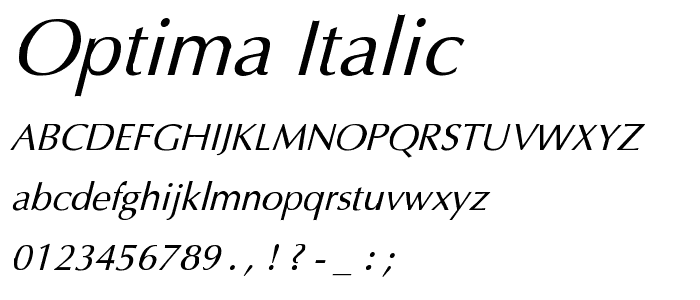 Optima Italic font