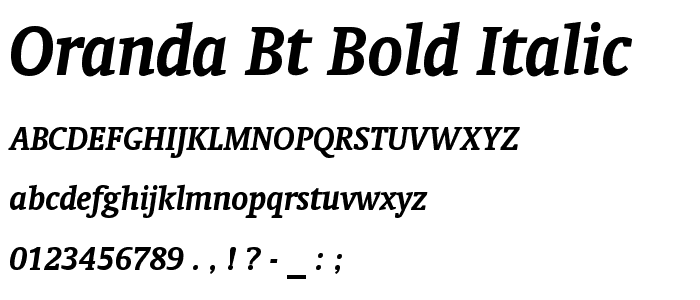 Oranda BT Bold Italic font