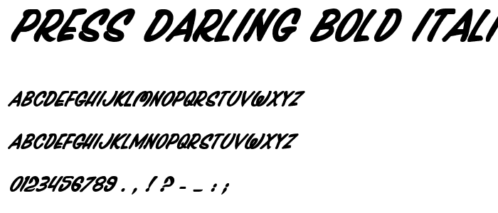 Press Darling Bold Italic font