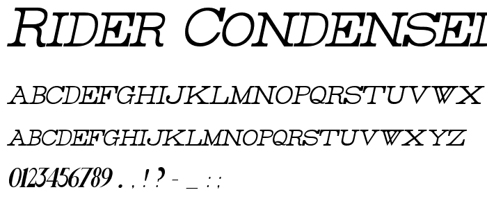 Rider Condensed Light Italic police