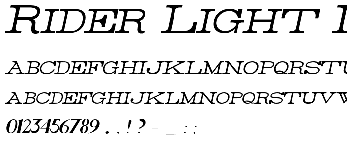 Rider Light Italic police