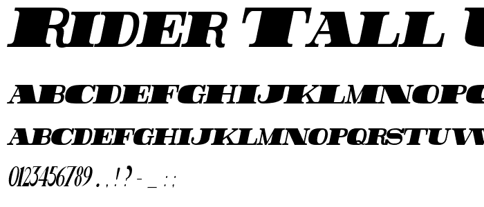 Rider Tall Ultra-condensed ExtraBlack Italic police