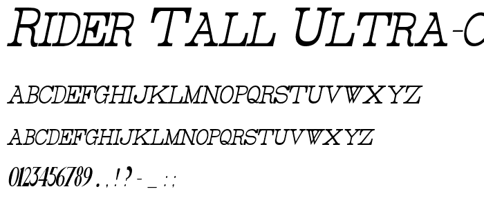 Rider Tall Ultra-condensed Light Italic police