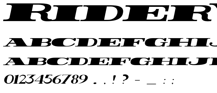 Rider Widest Ultra-expanded ExtraBlack Italic police