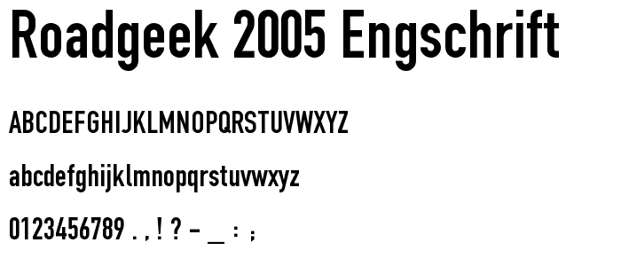 Roadgeek 2005 Engschrift font