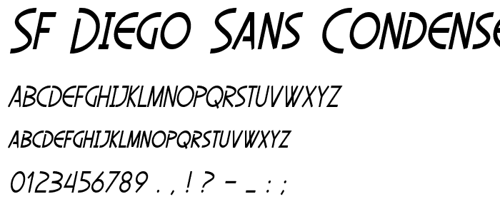 SF Diego Sans Condensed Oblique police