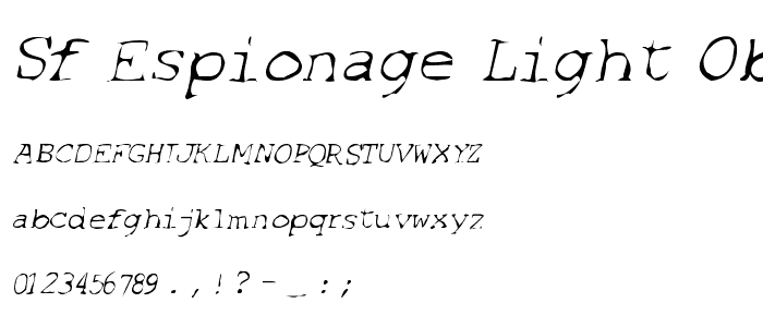 SF Espionage Light Oblique font