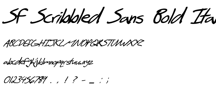 SF Scribbled Sans Bold Italic police