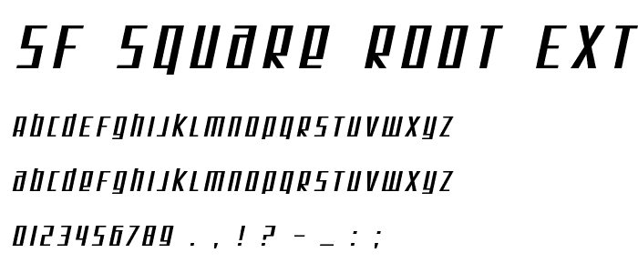 SF Square Root Extended Oblique font