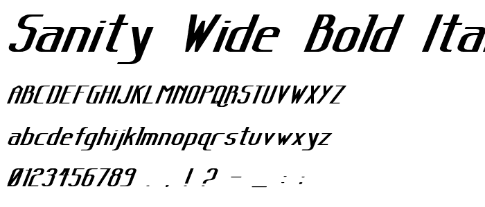 Sanity Wide Bold Italic police