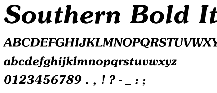 Southern Bold Italic font