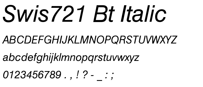 Swis721 BT Italic font