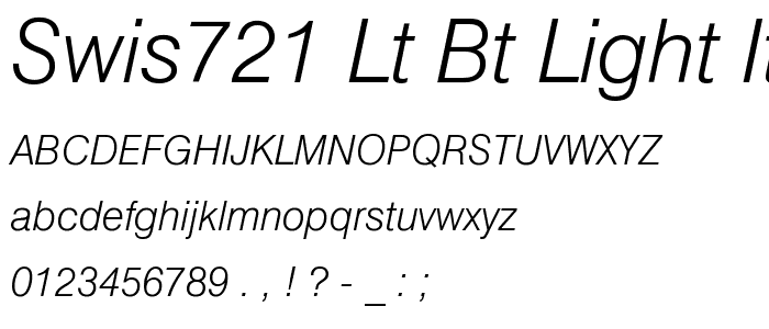 Swis721 Lt BT Light Italic font