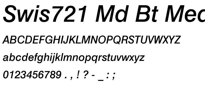 Swis721 Md BT Medium Italic font