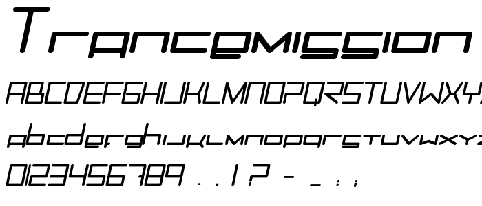 Trancemission BoldItalic font