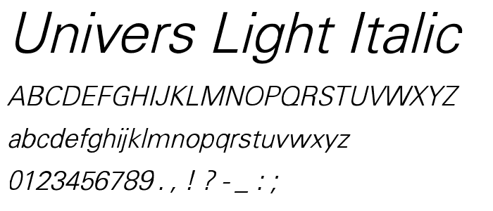 Univers-Light Italic police