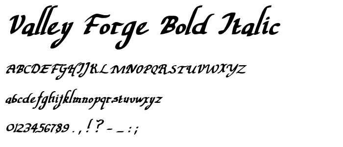 Valley Forge Bold Italic police