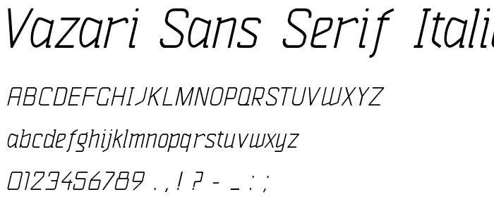 Vazari Sans Serif Italic font