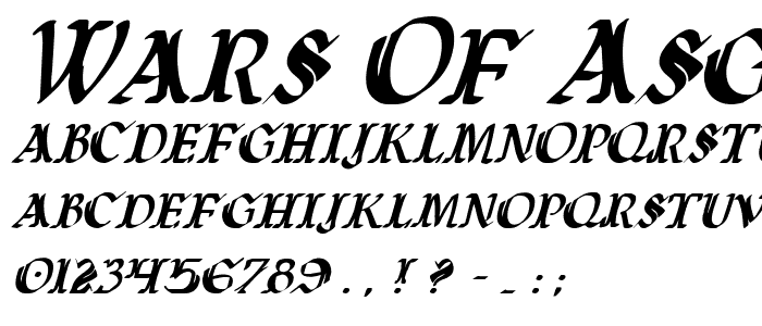 Wars of Asgard Condensed Italic police