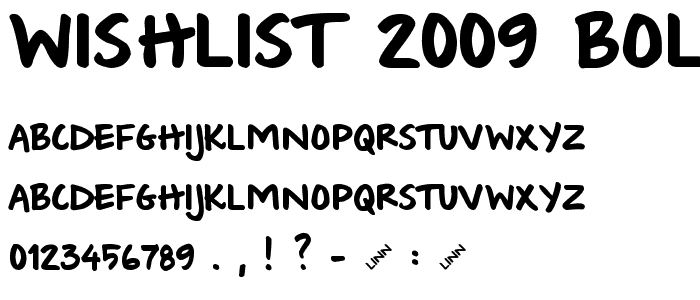 Wishlist 2009 Bold font