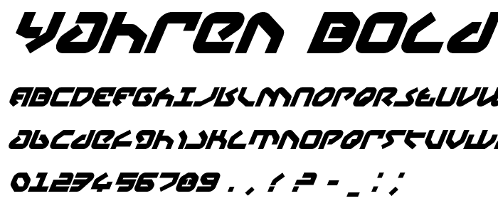 Yahren Bold Italic font