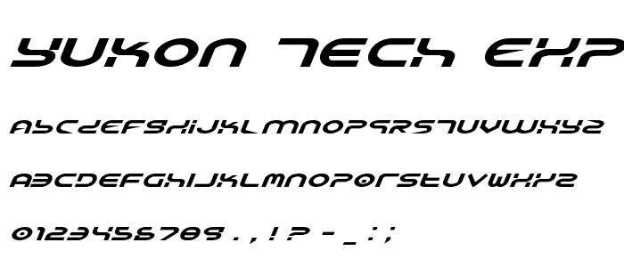 Yukon Tech Expanded Italic font