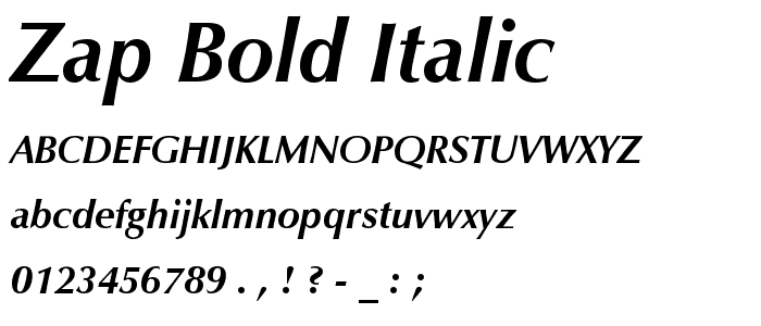 Zap Bold Italic police