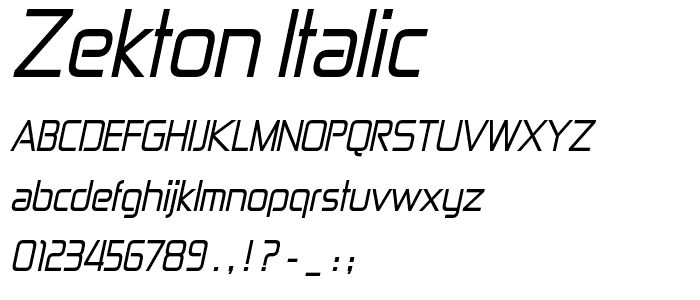 Zekton Italic police