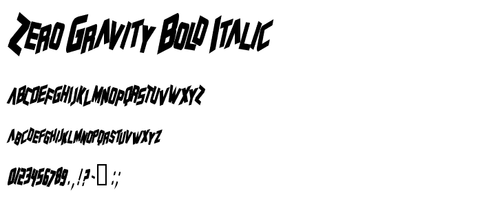 Zero Gravity Bold Italic police